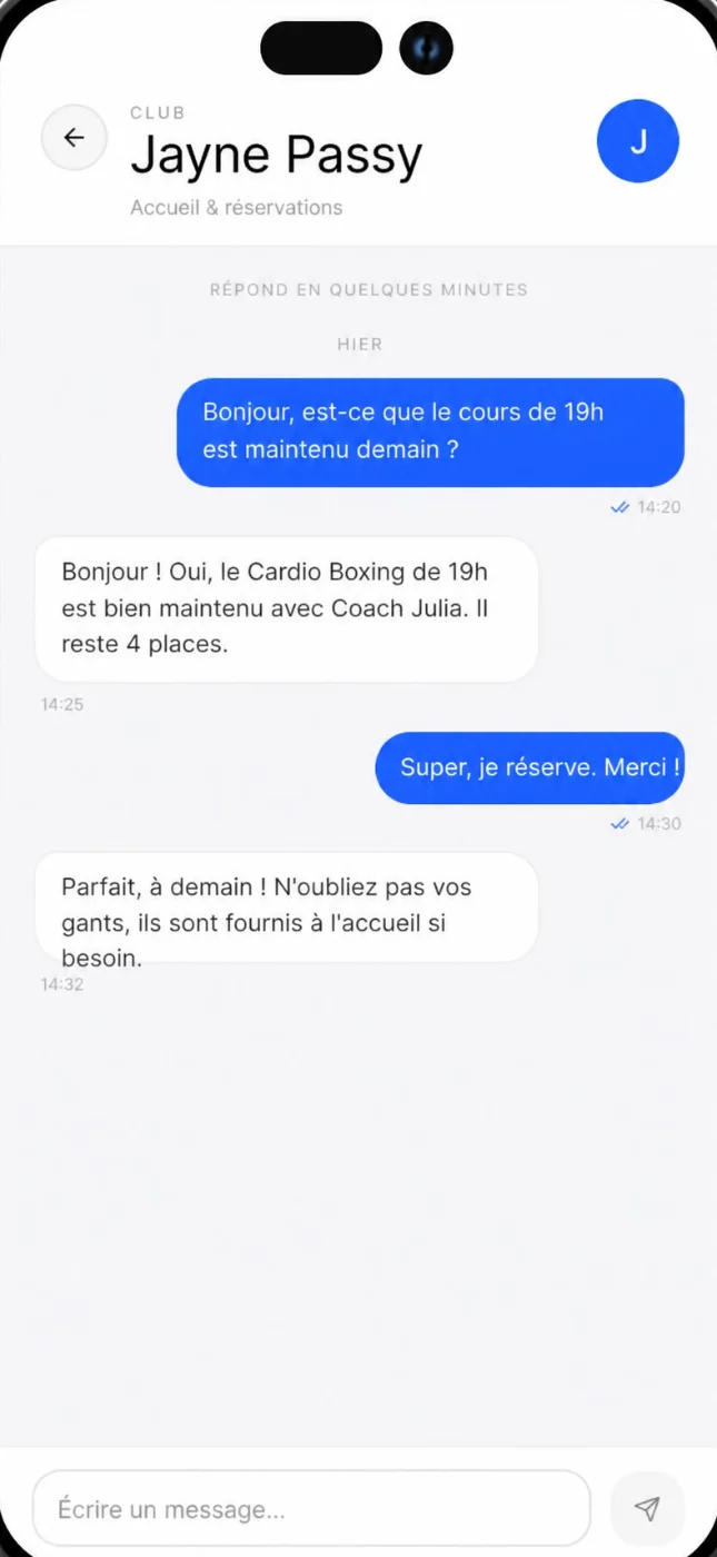 Écran messagerie, Jayne Passy