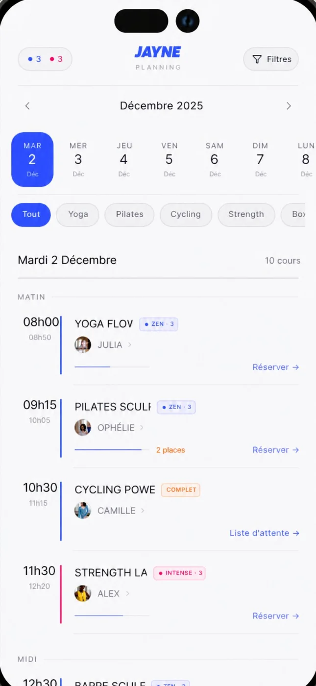 Écran planning